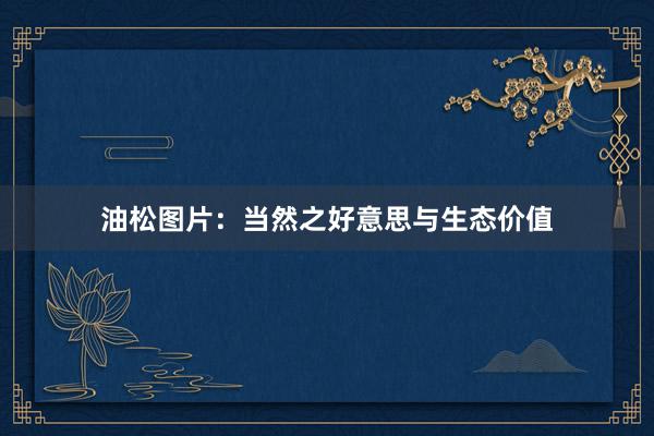油松图片：当然之好意思与生态价值